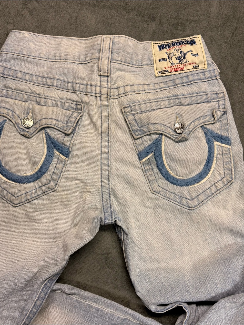 True Religion Y2K Womens Light Wash Blue Straight Jeans